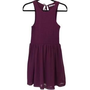 Kimchi Blue Smocked Burgundy Fit & Flare Sleeveless Dress, Size Small